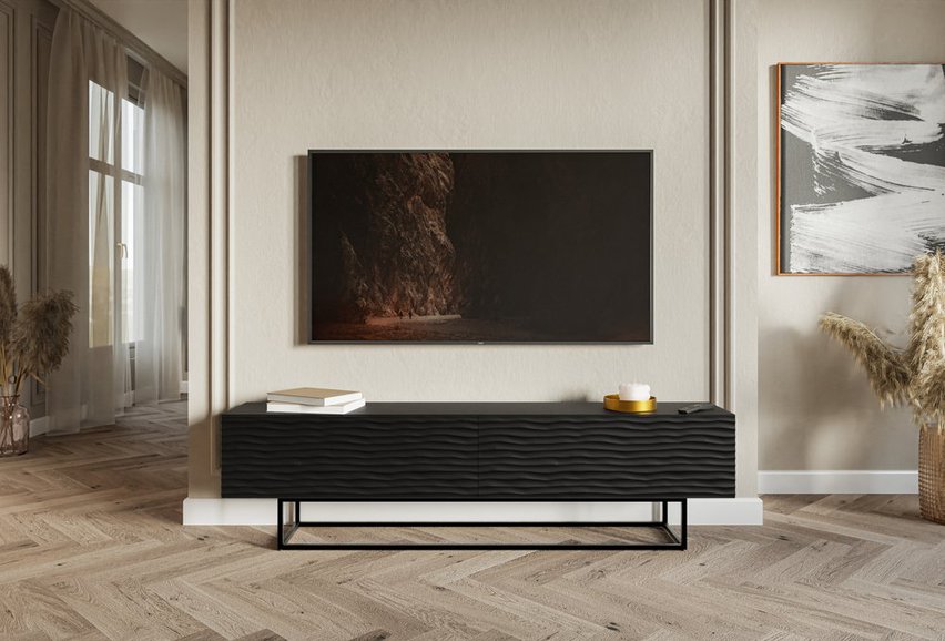 Wavio TV cabinet with black legs 175 cm Black