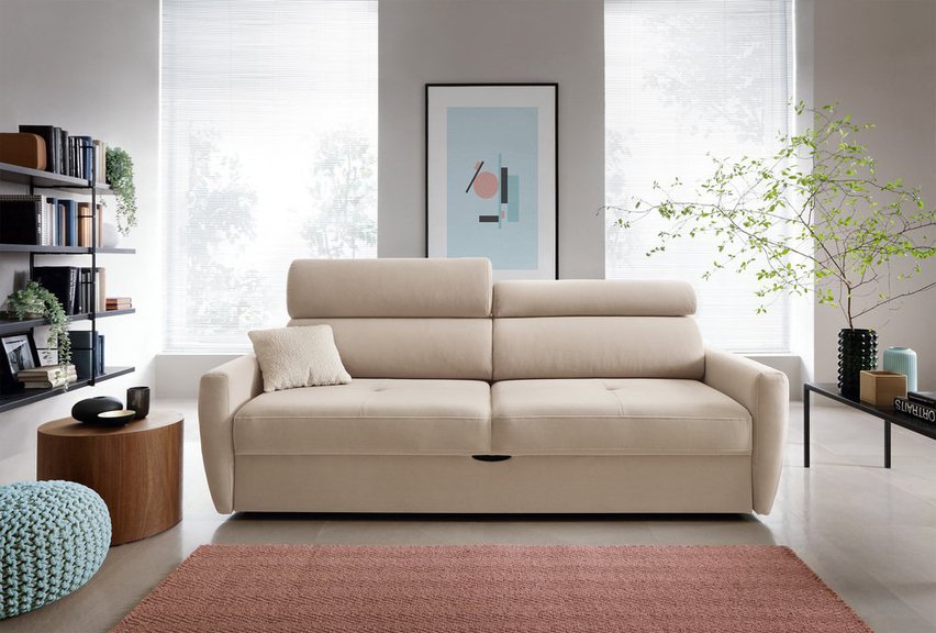 Three-seater sofa bed Sylles Matt Velvet 08 easy-cleaning hydrophobic velvet