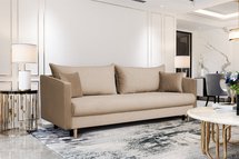 Merauke three-seater sofa with storage, light beige velvet