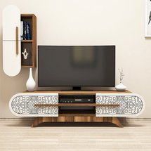 Maroko TV cabinet with a cream front and a hanging cabinet