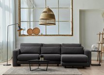 Bellines L-shaped right-hand corner sofa in dark gray boucle fabric