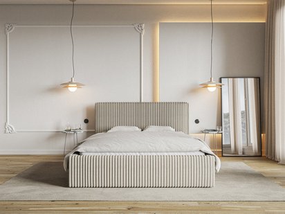 Upholstered bed 140x200 cm Tilio with storage, metal frame Tilia 03 thick corduroy