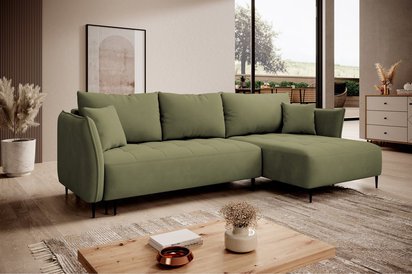 Minulo corner sofa bed L-shaped with storage (Fabric: Salvador 08, Side: Right)