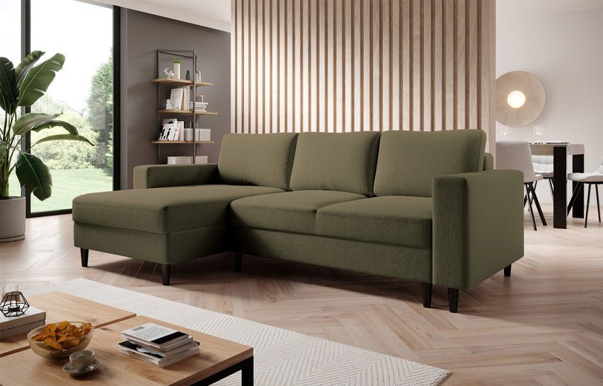 Corner sofa with sleeping function Nalika L-shaped with container (Fabric: Salvador 08, Side: Left)