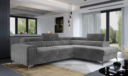 Corner sofa with sleeping function Negreiros (Fabric: Paros 06, Side: Right)