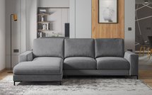 Corner sofa with sleeping function Mokpeo Velutto 18 black legs (Left)