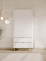 Oval two-door wardrobe with drawers 92 cm, white