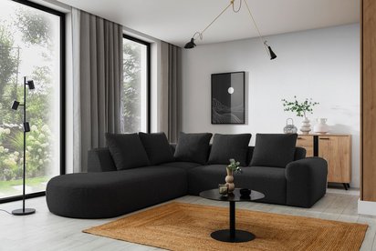 Castellina modular corner sofa L-shaped 255 cm larger graphite in boucle fabric left-hand side