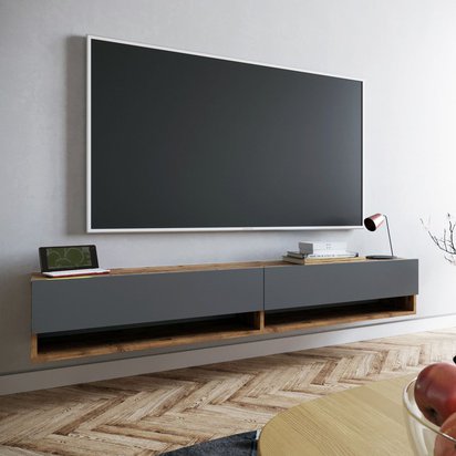 Reflo TV cabinet 31.6x180 cm anthracite/atlantic pine