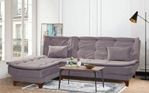 Corner sofa with sleeping function Shesse L-shaped gray velvet left-hand side