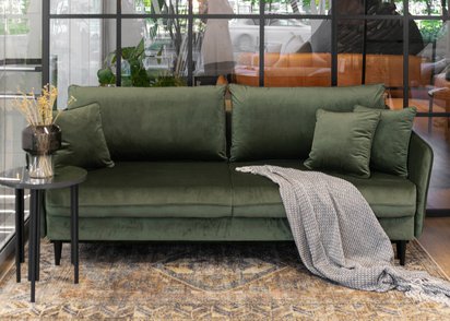 Three-seater sofa Volio Magic Velvet 2243 sage hydrophobic velvet black legs