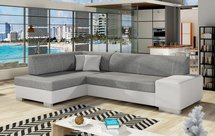 Corner sofa with sleeping function Vicato (Fabric: Sawana 05/ Soft 17, Side: Left, Stitching: White)