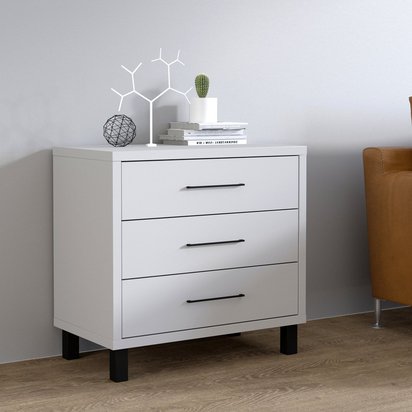 Azelle chest of drawers with three drawers, light gray