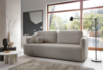 Lambina three-seater sofa with Abriamo 02 boucle container