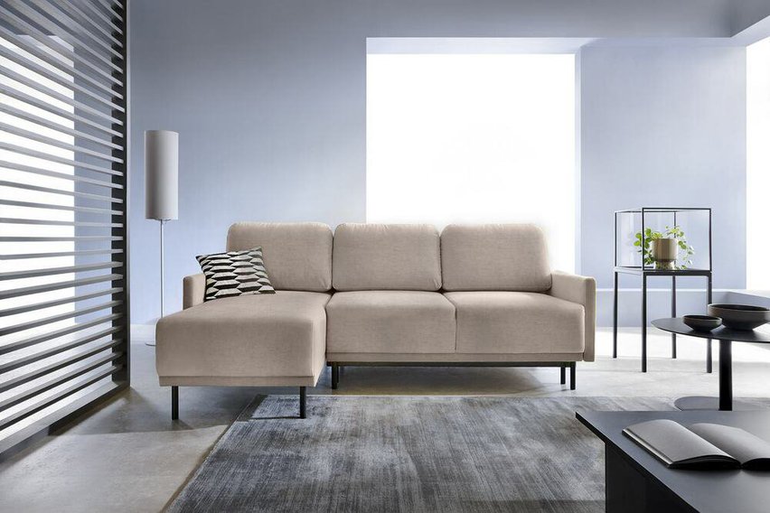 Hamiel L-shaped extendable corner sofa with universal container (Fabric: Rosario 461)