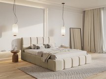 Upholstered bed 160x200 cm Cloudy light beige Toronto 01