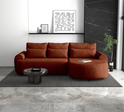 Honua L-shaped right-hand corner sofa with sleeping function, brick wickerwork