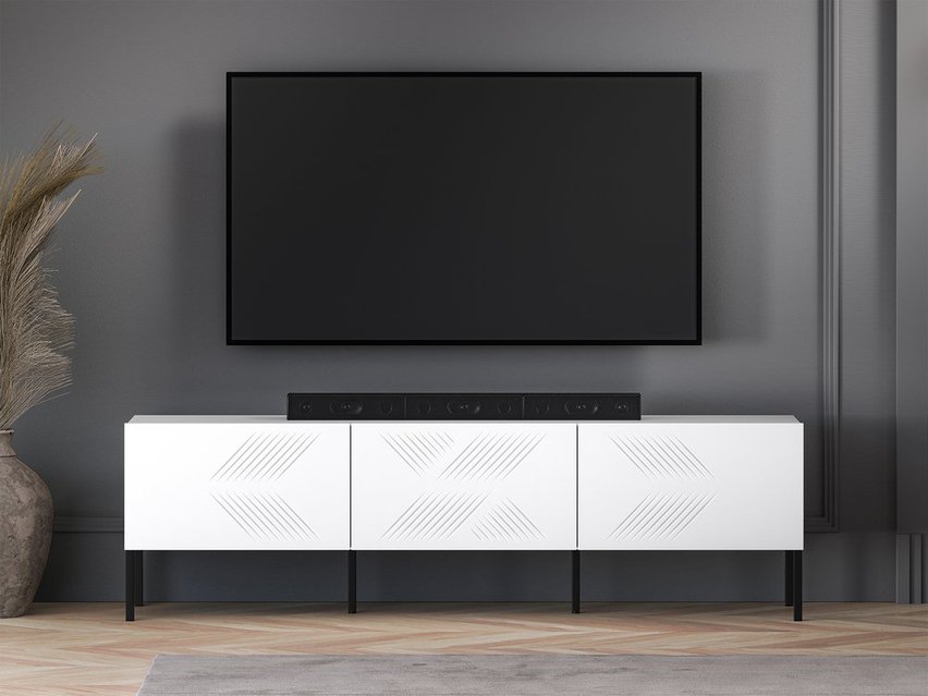 Nebbato TV cabinet 170 cm white with black legs