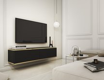 Mucalma TV cabinet 135 cm black with gold lamella inserts RTV135MDFCZ