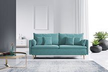 Gennario three-seater sofa bed with storage (Fabric: Cloud 75, Legs: Gold)