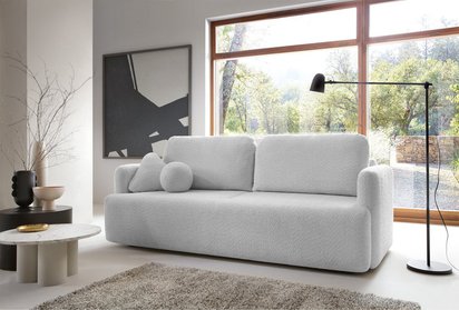 Lambina three-seater sofa with Abriamo 05 boucle container