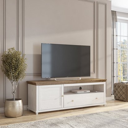 Euglia TV cabinet 181 cm Abisko ash with Lefkas oak top (Lighting: No)