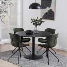 Balsamita round dining table, diameter 110 cm, ash on a black leg