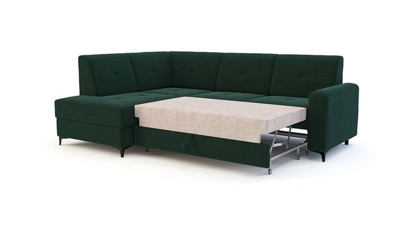 Penela L-shaped corner sofa bed with storage (Fabric: Riviera 38, Side: Left)