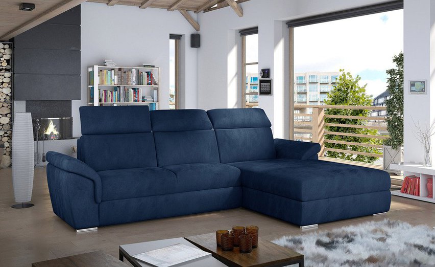 Corner sofa with sleeping function Hogweed (Fabric: Kronos 09, Side: Right)