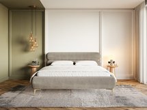 Upholstered bed 180x200 cm Roule with storage, metal frame Amon 16, hydrophobic velvet, gold legs