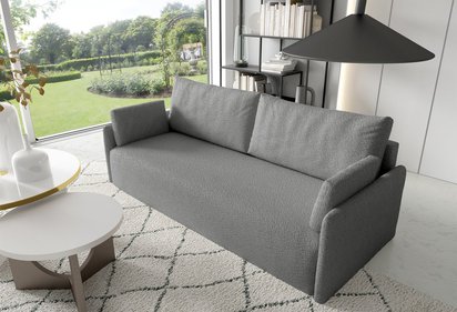 Mino sofa bed with Abriamo 6 boucle bedding container