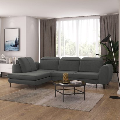 Corner sofa with sleeping function Tasar (Fabric: Matt Velvet 93, Side: Right)