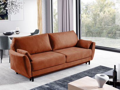 Toivola three-seater sofa with storage, copper velvet, hydrophobic