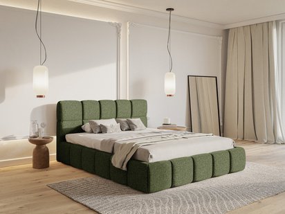 Upholstered bed 140x200 cm Cloudy with container olive Toronto 13