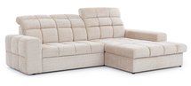 Corner sofa with sleeping function Luglo L-shaped with container and adjustable headrests Cremona 02 chenille right-hand side