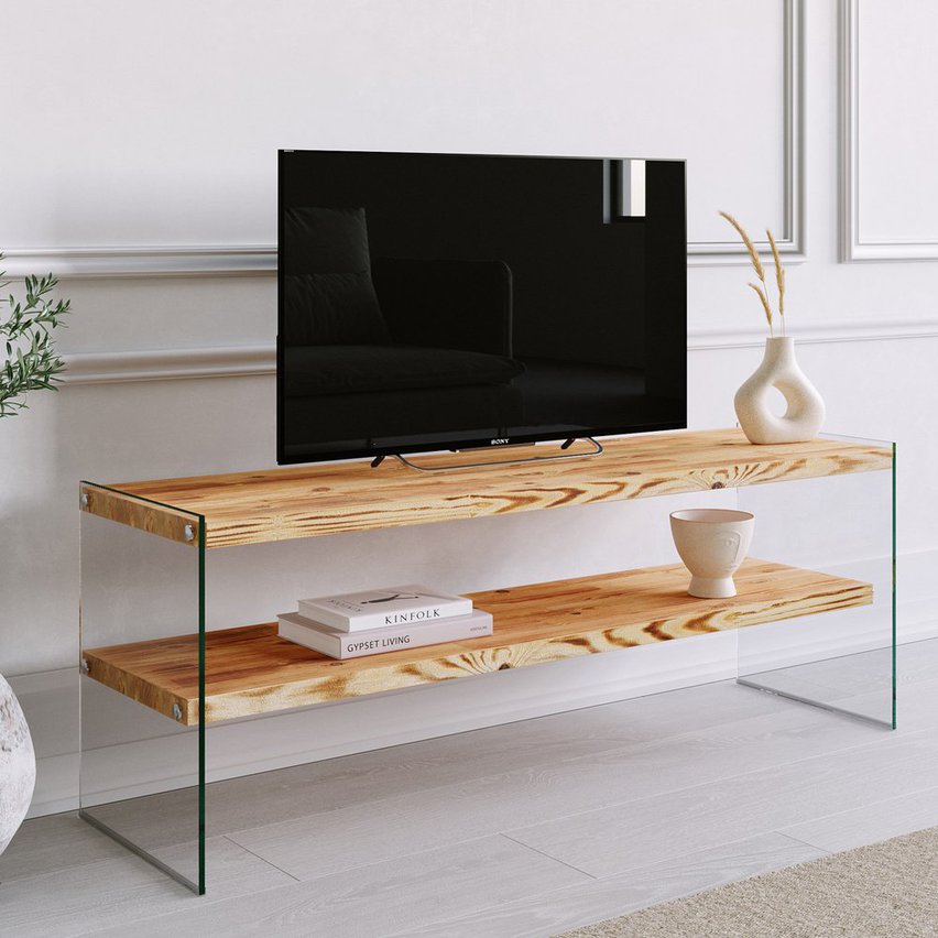 Neigro TV cabinet 35x120 cm walnut on glass base