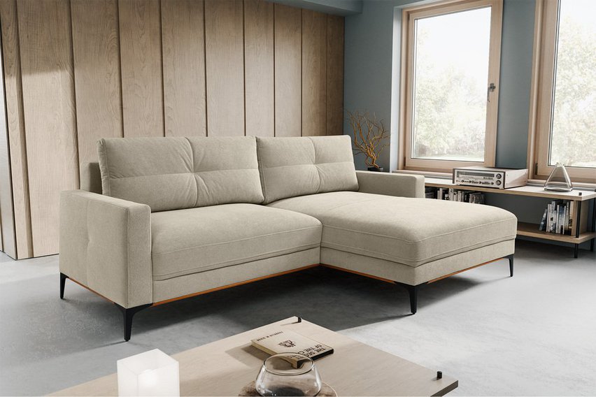 Corner sofa with sleeping function Sabbino L-shaped with storage Curio 09 hydrophobic chenille left-sided