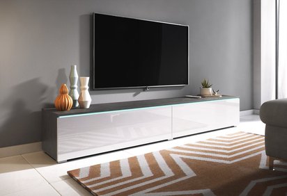 TV cabinet Kane 180 cm matera / white gloss (Lighting: No)