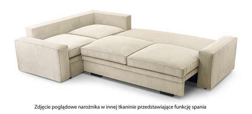 Figline L-shaped corner sofa with sleeping function with Onega 01 container in hydrophobic fabric, left-hand side