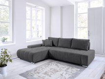 Corner sofa with sleeping function Magliano L-shaped with storage dark gray corduroy left-hand side