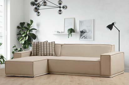 Leftsy L-shaped corner sofa, beige, left-hand side