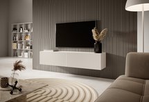 Veldio TV cabinet, 140 cm, white with a milled front