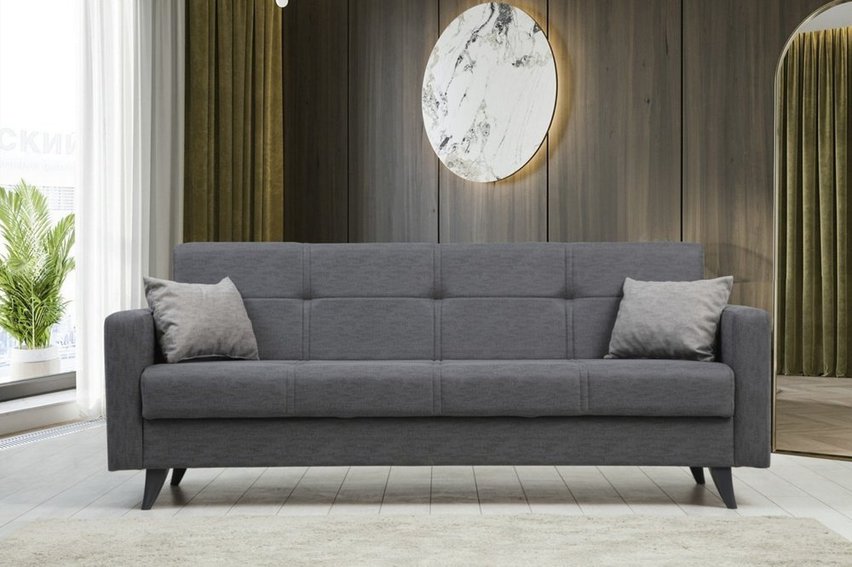 Desizes three-seater sofa with armrests, dark gray