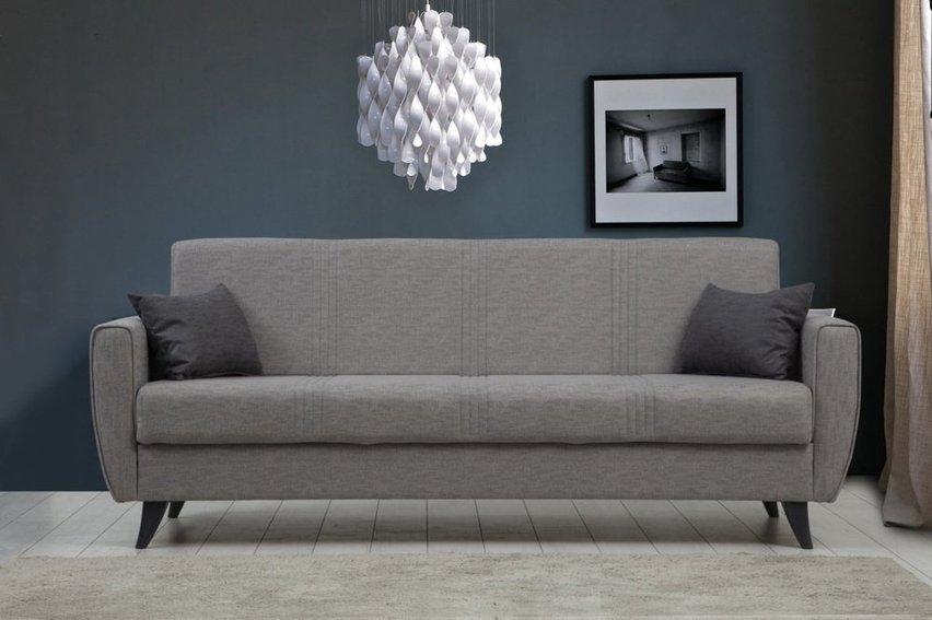 Flanims three-seater sofa with armrests, gray