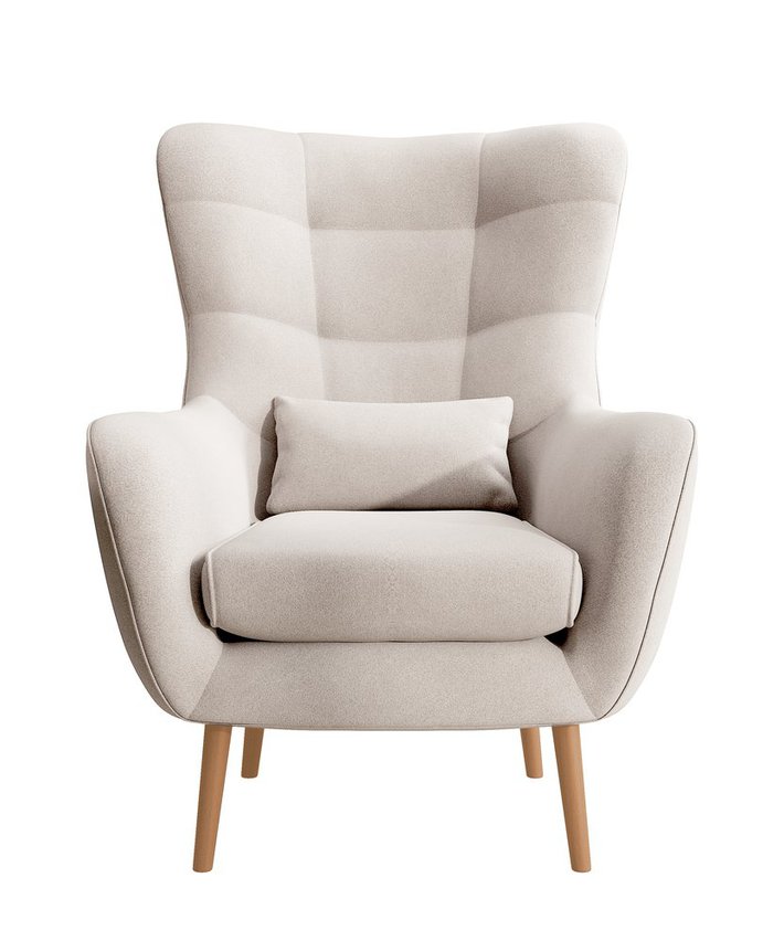 Vence Castel 04 winged lounge chair, velvet, easy-to-clean beech legs