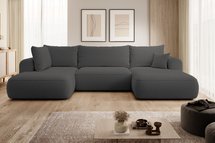 Ovo U-shaped corner sofa with sleeping function with Abriamo 08 boucle container, left-hand