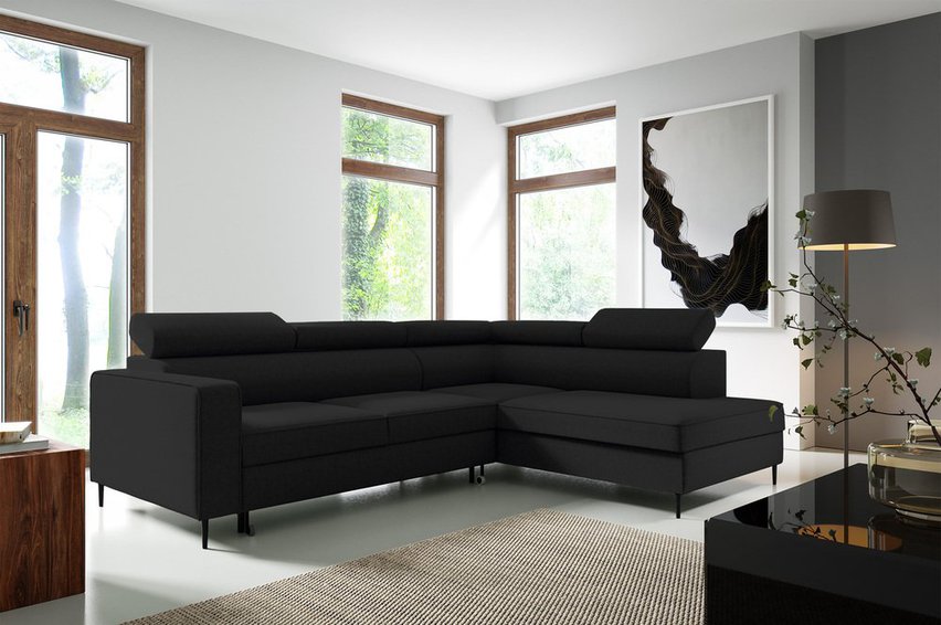 Corner sofa with sleeping function Vero L-shaped with Neve 100 container, braided, right-hand side