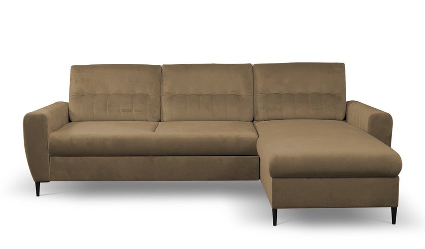 Corner sofa bed Laretta L-shaped with storage (Fabric: Velluto 30, Side: Right)