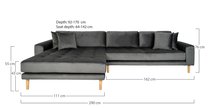 Dagmarri corner sofa 290 cm dark gray velvet left side