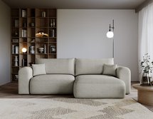 Sollano L-shaped corner sofa with sleeping function with storage, universal gray-beige chenille